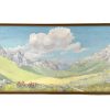 Vintage English Painting Acrylic Dischma Valley Davos C. R. Elliott Skyline Alpes Maritimes Scenic On Board Wood Canvas c1980's / EVE
