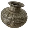 Antique African Grey Metal Case Jug Pot Storage Container Figurine Ornament Primitive Tribal Art Dented Bashed c1920's / EVE