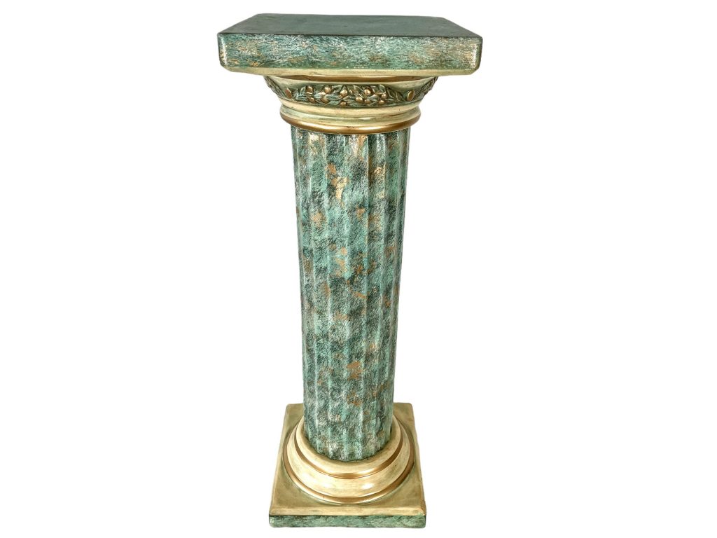 Vintage French Plaster Plinth Stand Display Gold Green Painted Bronze Brass Copper Colour Tabouret Pillar circa 1990-00’s / EVE