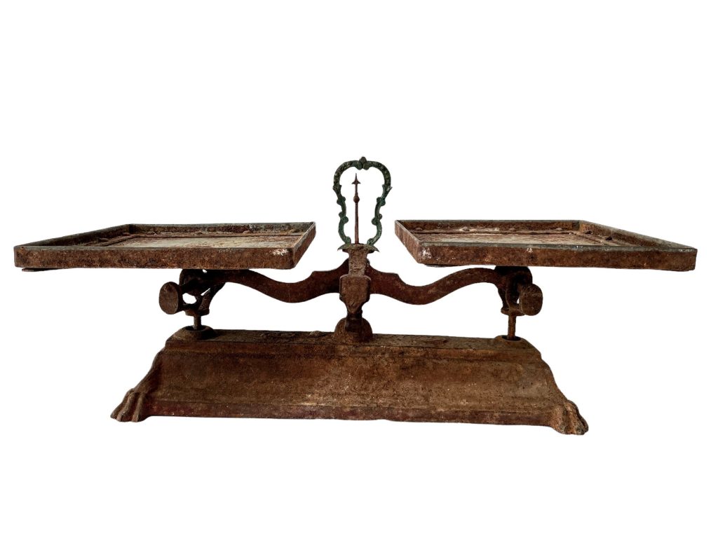 Antique French Heavy Cast Iron Kitchen Weighing Scale Heavy Patina Rusty Surface Tarnish Patina Decor Butcher Grocer Circa 1880’s / EVE