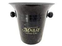 Vintage French Black Plastic Mailly Grand Cru Champagne Wine Ice Bucket Cooler Display Stand Pot Handled c1980-90's / EVE