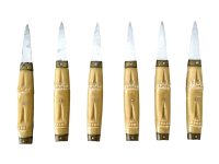 Vintage French Wood Metal Oyster Shellfish Opening Knifes Kitchen Tools Serving Tool Cutlery circa 1970's / EVE