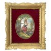 Vintage French Milk Maid Lady Painting Framed In an Ornately Shaped Gold Painted Frame Wall Decor c1950-60's / EVE