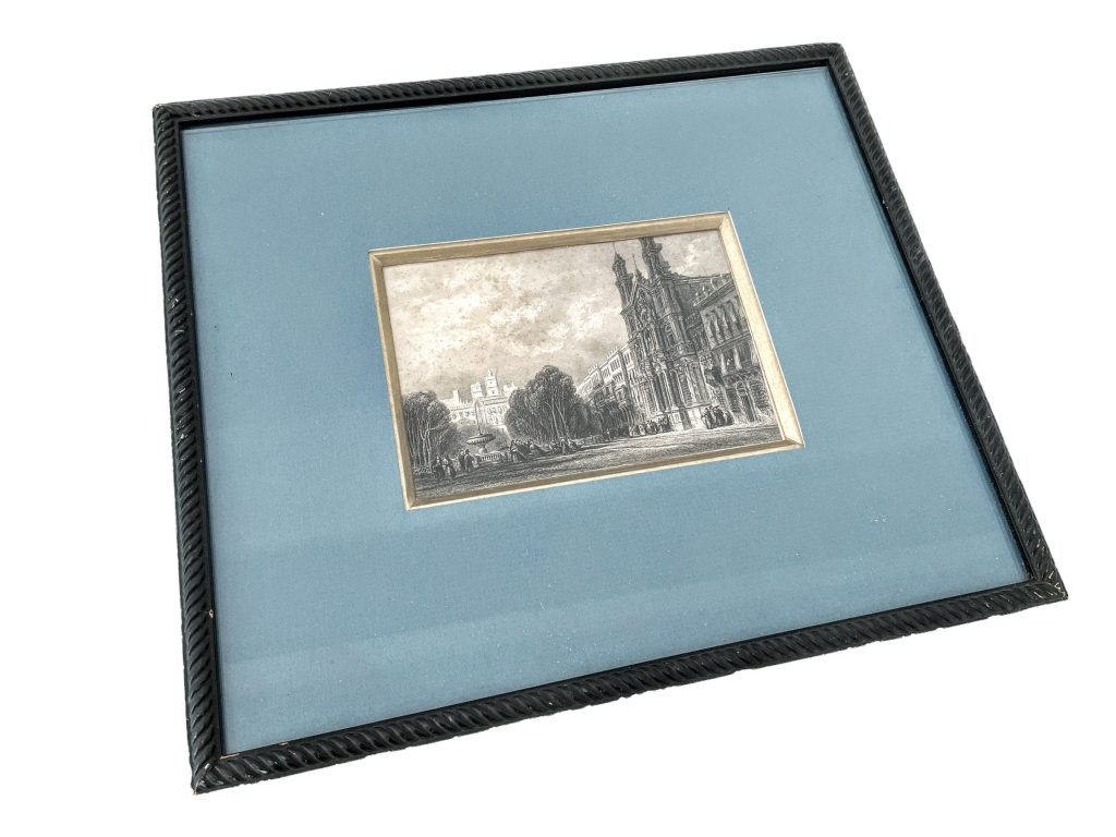 Vintage French Alameda Andalusia Spain Framed Engraving Print In Black Frame Wall Decor c1970's / EVE