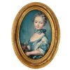Vintage French Jean Baptiste Perronnean Girl With Kitten Fabric Print in Frame DAMAGED circa 1960-70's / EVE