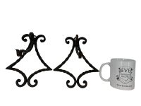 Alternative view of Vintage French Black Iron Rusty Small Planter Hook Hanging Hanger Pair Cast circa 1960-70's / EVE