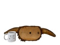 Alternative view of Vintage French Brown Cow Horn Bull Bovine Taxidermy Horns Wall Hanging Display circa 1950-60's / EVE