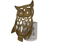 Alternative view of Vintage French Brass Owl Cup Glass Stand Trivet circa 1960-70's / EVE