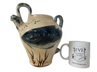 Alternative view of Antique French Fish Gargoulette Carafe Decanter Flask for Water Wine Porto Wedding Unique Caraffe Damaged c1910's / EVE