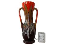 Alternative view of Vintage French Ceramic Brown Orange Flower Display Vase Handled Mid-Century Modern circa 1960-70's / EVE