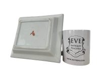 Alternative view of Vintage Square Plate French Red Rose Flowers Bowl Dish Platter Ceramic Black Red Green White Serving Plate c1950-60's / EVE