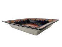 Alternative view of Vintage Square Plate French Red Rose Flowers Bowl Dish Platter Ceramic Black Red Green White Serving Plate c1950-60's / EVE