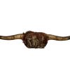 Vintage French Brown Cow Horn Bull Bovine Taxidermy Horns Wall Hanging Display circa 1950-60's / EVE