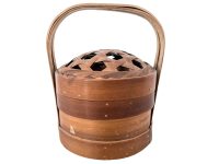 Vintage French Bent Wood Metal Pot Lined Vase Ornament Pot Flower Display Container c1950-60's / EVE