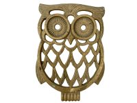 Vintage French Brass Owl Cup Glass Stand Trivet circa 1960-70's / EVE