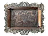 Vintage Australian Small Metal Copper Worn Silver Saucer Dish Bowl Display Trinket circa 1960-70's / EVE