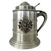 Vintage French Silver Metal Tankard Style Crest Lined Ice Bucket Cooler Display Stand Pot Handled Tarnish c1970-80's / EVE