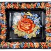 Vintage Square Plate French Red Rose Flowers Bowl Dish Platter Ceramic Black Red Green White Serving Plate c1950-60's / EVE