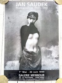 Vintage French Jan Saudek Gallerie Mennour Paris Gallery Original Exhibition Poster Wall Decor Painting Display Artwork c1999 / EVE
