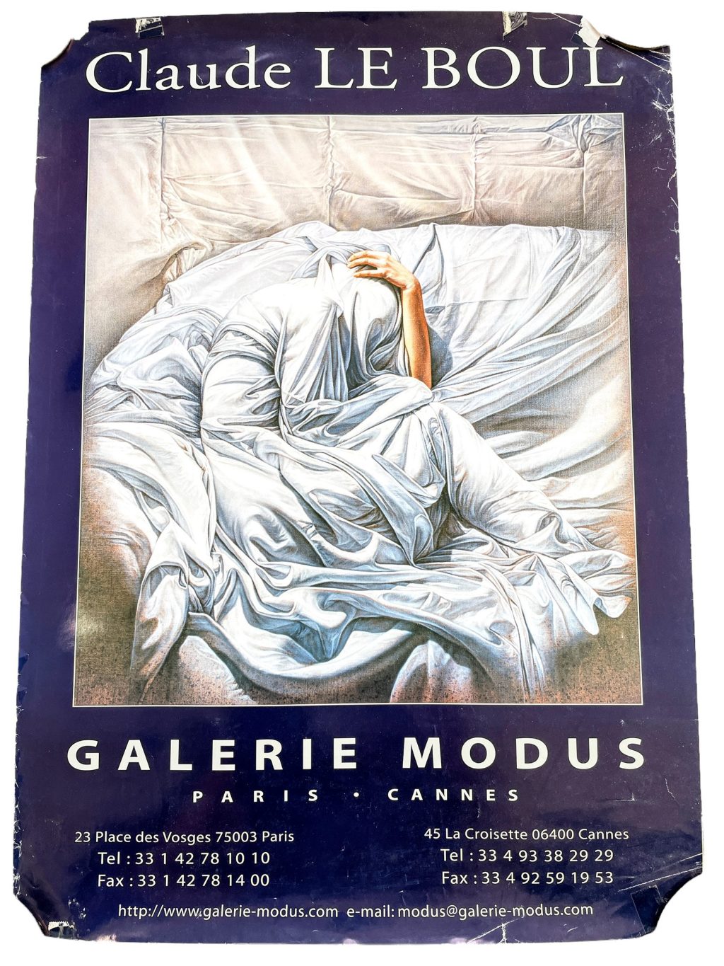 Vintage French Claude Le Boul Galerie Modus Paris Gallery Original Exhibition Poster Wall Decor Painting c1990’s / EVE