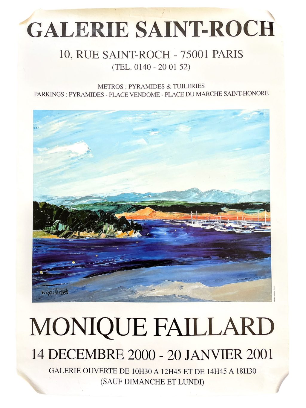 Vintage French Monique Faillard Galerie Saint-Roch Paris Gallery Original Exhibition Poster Wall Decor Painting Display c2000 / EVE