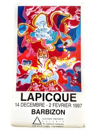 Vintage French Lapicque Galerie Barbizon Gallery Original Exhibition Poster Wall Decor Painting Display Artwork c1997 / EVE