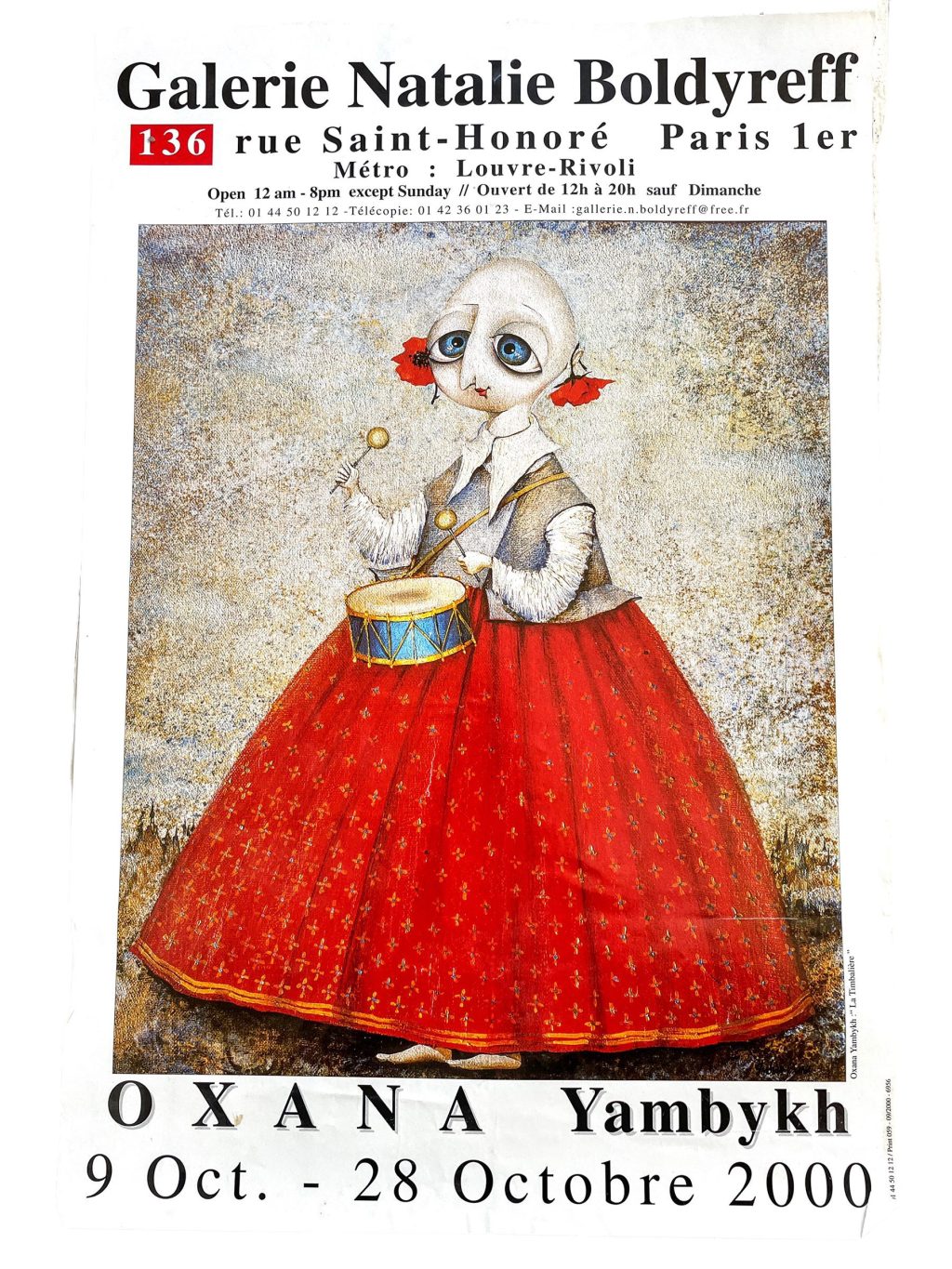 Vintage French Oxana Yambykh Galerie Natalie Boldyreff Paris Gallery Original Exhibition Poster Wall Decor Painting Display c2000 / EVE
