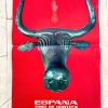 Vintage Spanish Bull Art Exhibition Show Original Advertising Poster Wall Decor Red c1980's / EVE