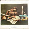 Vintage American New York Graphic Society Music And Literature Print Collection Display Artwork Description William Harnett c1955 / EVE