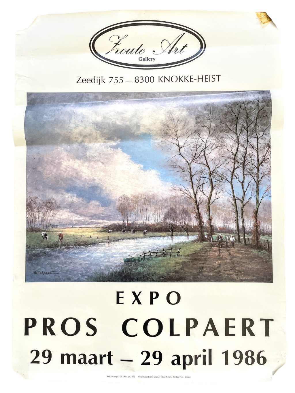 Vintage Dutch Expo Pros Colpaert Frout Art Gallery Original Exhibition Poster Wall Decor Painting Display c1986 / EVE