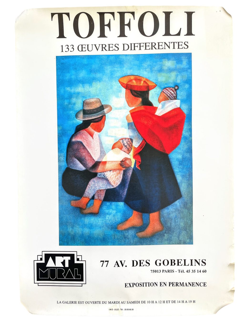 Vintage French Toffoli Galerie Art Mural Paris Gallery Original Exhibition Poster Wall Decor Painting Display c1990’s / EVE