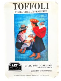 Vintage French Toffoli Galerie Art Mural Paris Gallery Original Exhibition Poster Wall Decor Painting Display c1990's / EVE