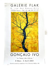 Vintage French Goncalo Ivo Galerie Flak Paris Gallery Original Exhibition Poster Wall Decor Painting c2001 / EVE 3
