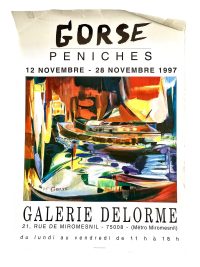Vintage French Gorse Peniches Galerie Delorme Paris Gallery Original Exhibition Poster Wall Decor Painting Display Display c1997 / EVE