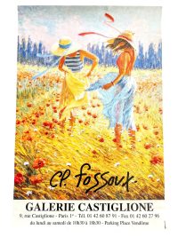 Vintage French CP Fossoux Galerie Castiglione Paris Gallery Original Exhibition Poster Wall Decor Painting Display Artwork c1990’s / EVE