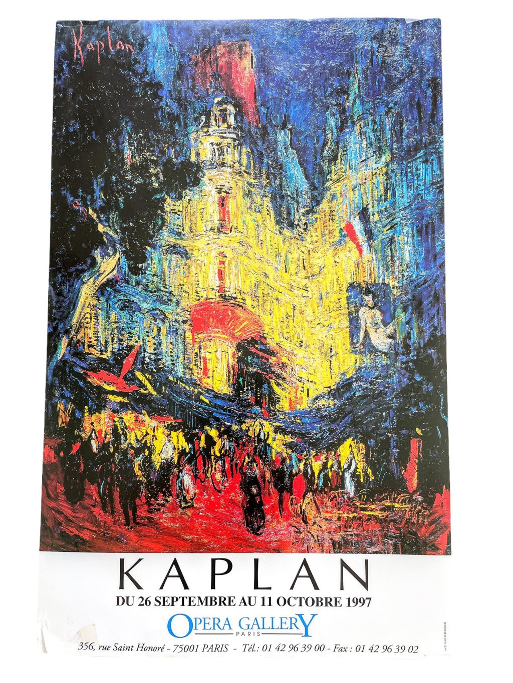 Vintage French Kaplan Opera Gallerie Paris Gallery Original Exhibition Poster Wall Decor Painting Display Artwork c1997 / EVE