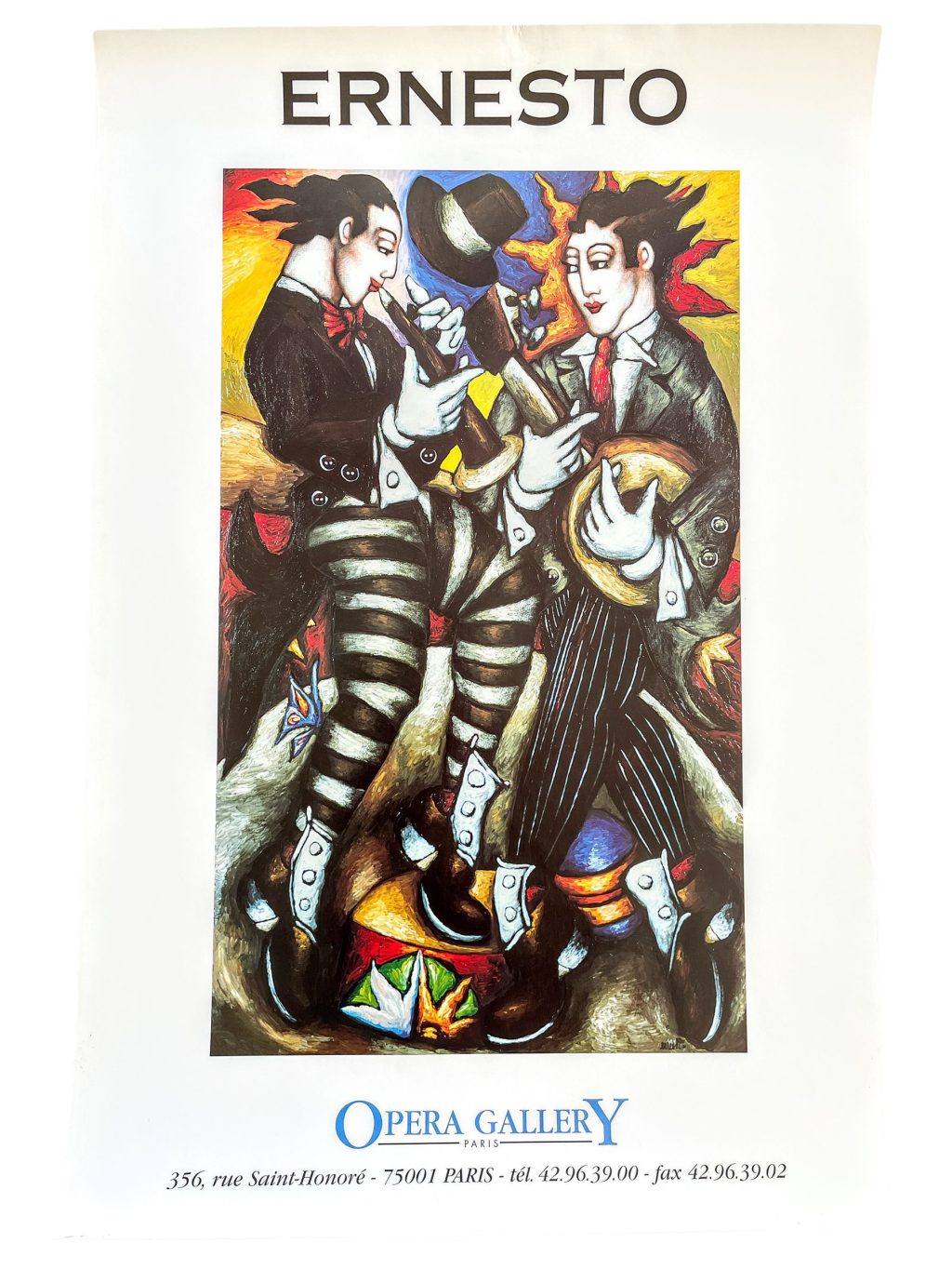 Vintage French Ernesto Galerie Opera Paris Gallery Original Exhibition Poster Wall Decor Painting Display Artwork c1990’s / EVE