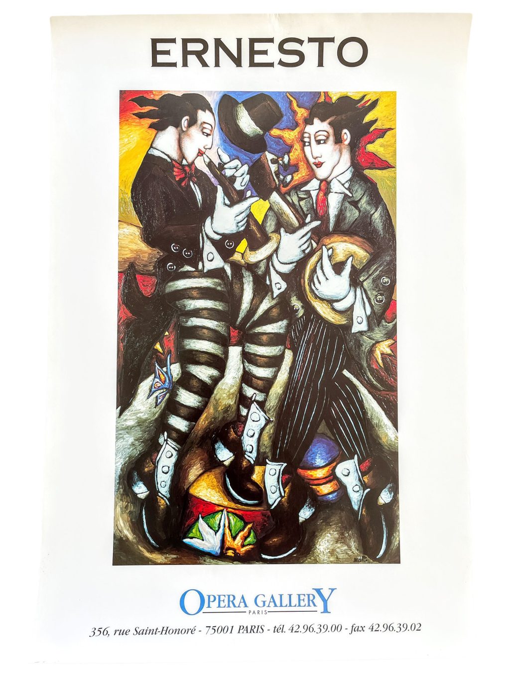 Vintage French Ernesto Galerie Opera Paris Gallery Original Exhibition Poster Wall Decor Painting Display Artwork c1990's / EVE