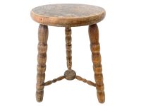 Vintage Stool Country Cottage French Milking Stool Seat Kitchen Table Farm Circular Seat Plant Stand Plinth Rustic Tabouret c1960-70's / EVE