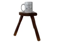 Alternative view of Vintage French Wooden Wood Milking Stool Chair Seat Kitchen Table Farm D Shaped Seat Plant Rest Stand Plinth Tabouret c1960-70's / EVE