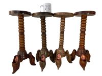 Alternative view of Vintage French Brittany Clog Shoe Footed Plinth Stand Plant Pot Display Wooden Wood Small Table Farmhouse Rest Stand Tabouret c1960's / EVE