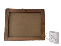 Alternative view of Antique French Painting Of River Scene Oil River Punt Boat Cabin Skyline Scenic On Canvas c1890's / EVE