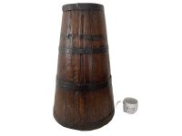 Alternative view of Antique French Dark Wooden Butter Barrel Churn Heavy Farmer Jug Vase Hallway Walking Stick Umbrella Stand circa 1860-90's / EVE