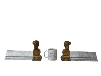 Alternative view of Antique French Repurposed Heavy Iron Firedogs Fire Dogs Fireplace Decor Fire Place Lady Madame Woman Gold Silver c1900's / EVE