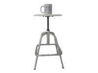 Alternative view of Vintage French White Metal Wood Adjustable Stool Work Chair Seat Industrial Look Design Studio circa 1950-60's / EVE