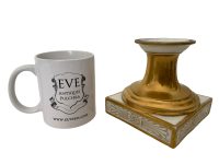 Alternative view of Antique French Porcelain Gold Plated Coloured Candle Candlestick Lighting Decor Display Napoleon III Worn c1870's / EVE