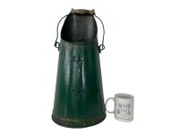 Alternative view of Vintage French Galvanized Flower Decorated Painted Coal Shuttle bucket fireplace fire log open barge art circa 1930-40's / EVE