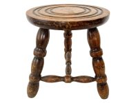 Vintage Stool Country Cottage French Milking Stool Seat Kitchen Table Farm Circular Seat Plant Stand Plinth Rustic Tabouret c1960-70's / EVE
