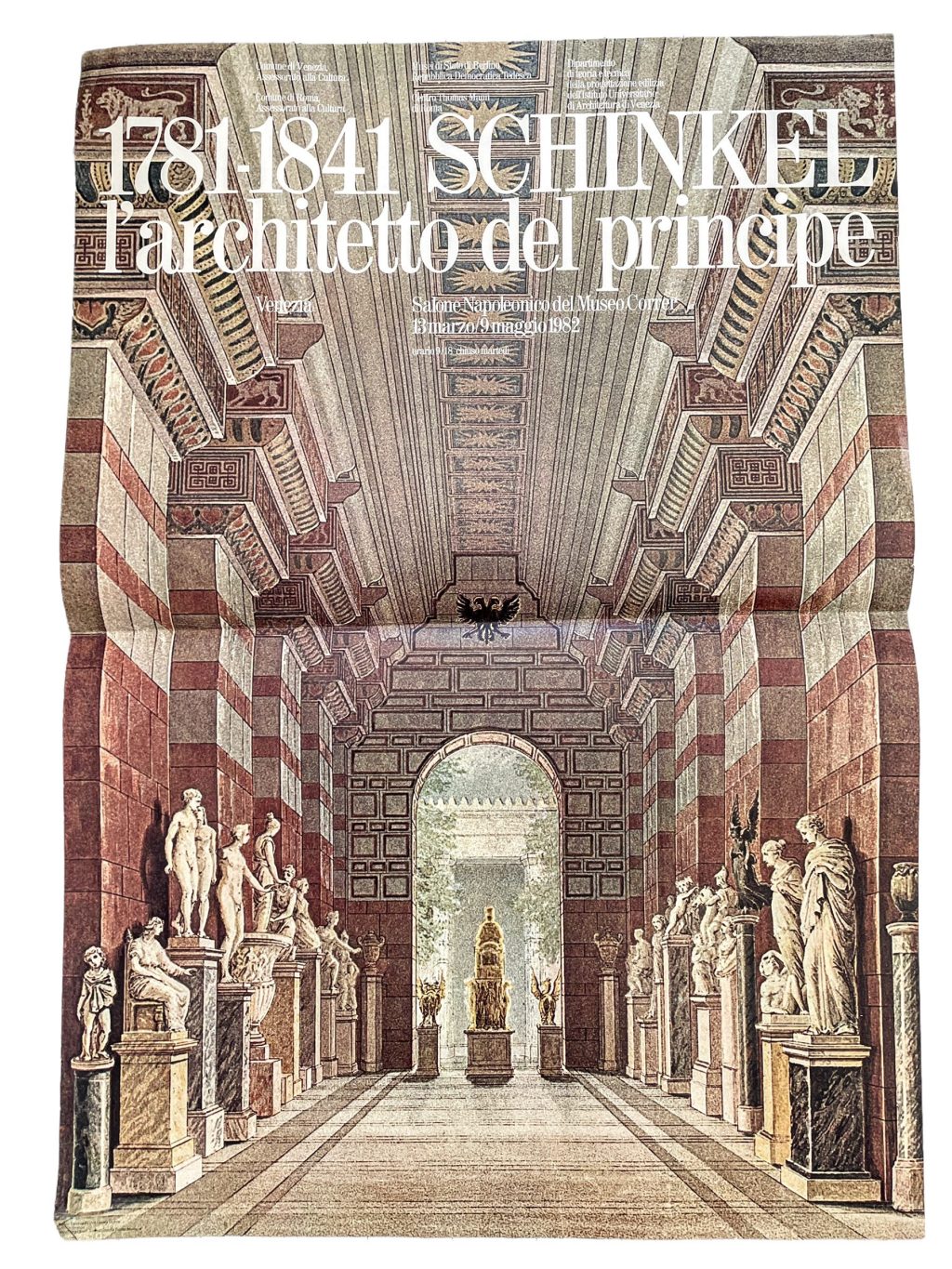 Vintage Italian Schinkel L’Architetto Del Principe Art Architecture Exhibition Show Original Advertising Poster Wall Decor c1982 / EVE