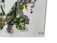 Alternative view of Vintage French Abstract Still Life Flowers Oil Painting On Canvas Signed AMF circa 1990's / EVE